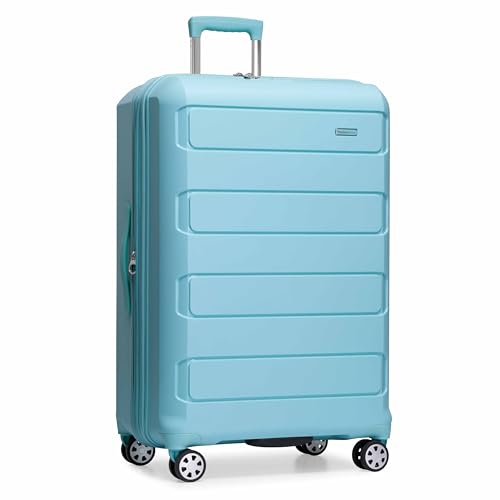 Traveler's Choice Pagosa Hardshell Expandable Luggage with Spinner Wheels, Baby Blue, 30-Inch Large - color: Baby Blue, size: 30-Inch Large
