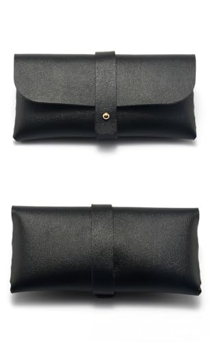 Portable Leather Glasses Case Anti-pressure Glasses Bag Coin Purse Storage Bag Suitable for Men and Women - color: Black and White Set of Two
