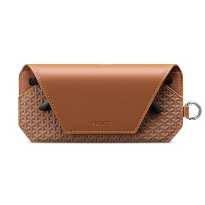 VULKIT Portable Leather Eye Glasses Case for Women & Men, Slim Sunglass Case, Unisex Eyeglass Case - color: Brown