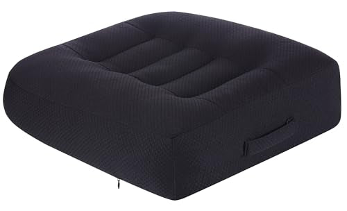 WSGJHB Office Chair Cushion Pillow Adult Car Booster Seat Cushions for Short People Effectively Increase Field of View Lower Back Fatigue Relief, for Cars Office Home Anti-Slip 18x18x4.7 inch Black - color: Black