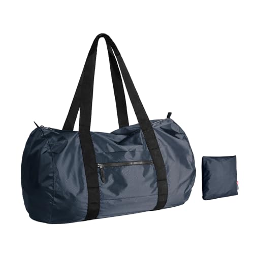pack all 45L Foldable Duffel Bag, Water-Resistant Sports Gym Bag, Portable Weekender Bag Lightweight for Travel, Fitness and Camping (Navy Blue) - color: Navy, size: 45L