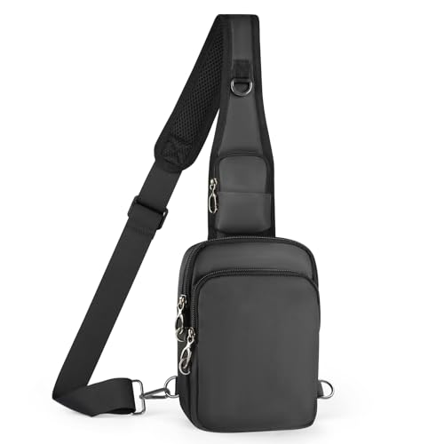 BROADREAM Sling Bag, Crossbody Bag with Anti-Theft Lock Zipper, RFID Blocking & Water Resistant for Travel Work Sport - color: Gray