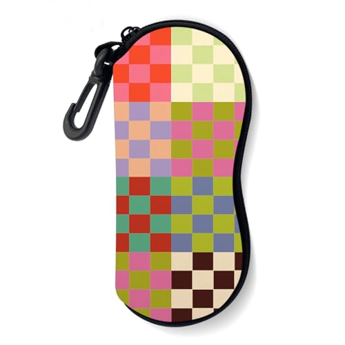 Sunglasses Soft Case, Ultra Light Portable Neoprene Zipper Glasses Case for Men Women - color: Colorful Plaid