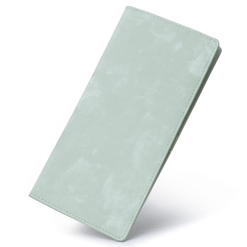 Bveyzi Ultra Slim Thin Leather RFID Blocking Credit Card Holder Bifold Clutch Wallets for Women - color: Sage Green