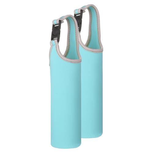 uxcell 2pcs Neoprene Carrier Water Bottle Sleeve, 15.5-20oz Insulated Water Glass Bottle Carrier Bag Collapsible Drink Bottle Sleeve Cover Holder with Handle, Light Blue - color: Light Blue