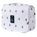 Travel Toiletry Bag for Women, Hanging Toiletry Bag with Multi-Pockets, Toiletry Bag for Traveling Easy Clean, Travel Organizer Cactus Pattern - color: White