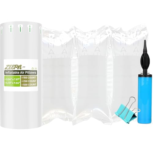250 Count Packing Air Pillows for Shipping with Pump Inflatable Shipping Supplies Box Filler Alternative to Packing Peanuts for Size 4.72" x 9.84" - color: 4.72" x 9.84", size: 250 Count