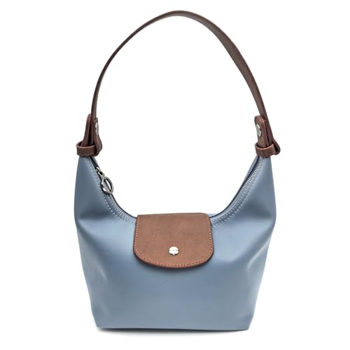 Convertible Women Underarm Bag Shoulder Purses with 2 Straps, Handbag Zipper Closure Minimalist Dumpling Design - color: Light Blue, size: Small