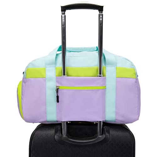 Kids Duffle Bag for Boys or Girls, Fit Sports Practice, or Overnight Travel Weekend (Light Green) - color: Light Green