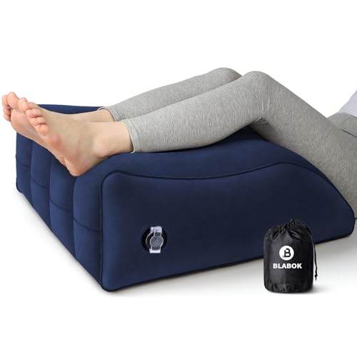 Wedge Pillow for Sleeping - Inflatable Leg Elevation Pillow for Swelling,Circulation,Leg & Back Pain Relief,Leg Support Pillow,Leg Wedge Pillows for After Aurgery,Hip,Foot,Ankle Recovery (Blue) - color: Blue