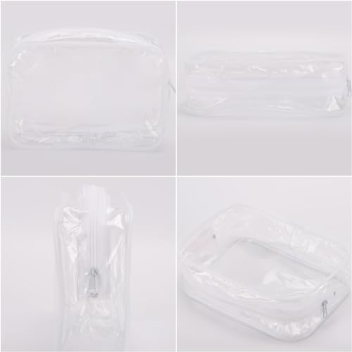 Tbestmax 10 Pcs Clear Cosmetic Bags Small Makeup Bags Portable Waterproof Travel Toiletry Bags Organizer White, 7.5"x 4.8"x 2.3" - color: Medium - White