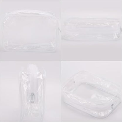 Tbestmax 10 Pcs Clear Cosmetic Bags Small Makeup Bags Portable Waterproof Travel Toiletry Bags Organizer White, 7.5"x 4.8"x 2.3" - color: Medium - White