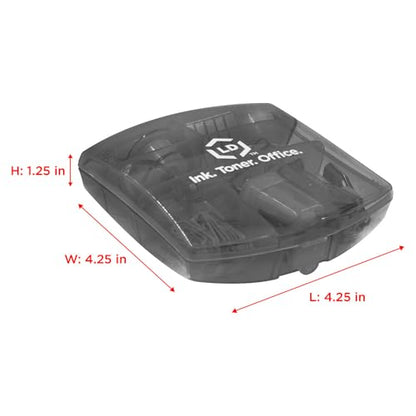 LD Products Black Mini Office Supply Kit Portable Case with Scissors, Paper Clips, Tape Dispenser Set, Pencil Sharpener, Mini Stapler with Staples and Staple Remover - color: Black