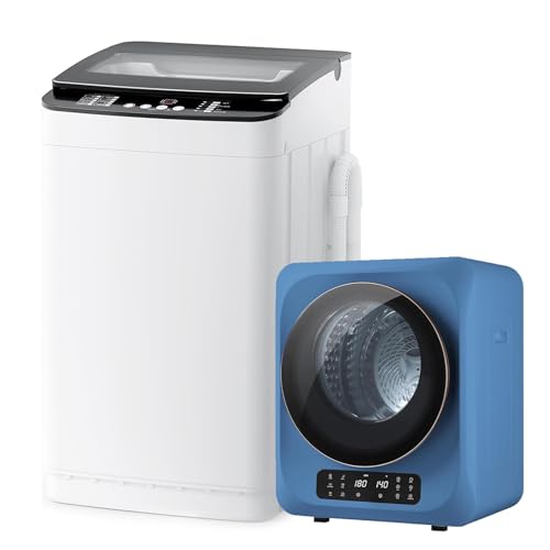 Auertech Portable Washer and Dryer Combo Set, 1.8 CU.FT Portable Clothes Dryers with Boot Dryer, 28 lbs Fully Automatic Washing Machine, Compact Washer and Dryer for Apartment, RV, Dorm, Blue - color: Blue, size: 1.8 cu.ft + 28 lbs