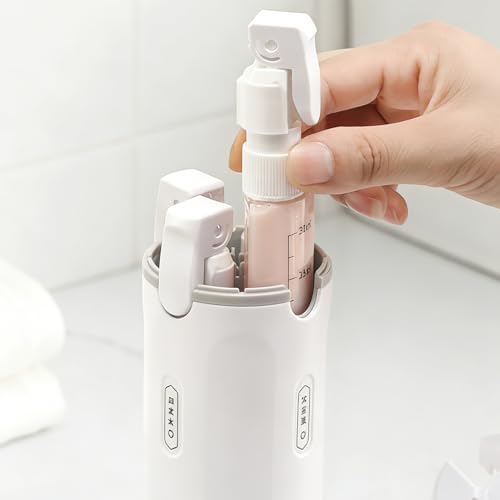 4 in 1 Travel Dispenser, 4 Pack 30ML/1OZ Travel Bottles with Stickers for Toiletries, Leak Proof Travel Size Containers, Portable for Shampoo Lotion Conditioner Cream White