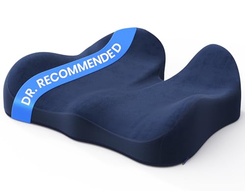 Benazcap Seat Cushion - Memory Foam Car Seat Pad - Sciatica & Lower Back Pain Relief - Car Seat Cushions for Driving - Road Trip Essentials for Drivers, Dark Blue - color: Dark Blue, size: 19 x 17 x 5 inches