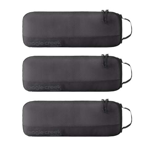 Eagle Creek Pack-It Reveal Slim Cube M/M/M Set - Minimalist Compact Travel Organizer for Hair Styling Tools, Belts & Small Items - Travel Accessories - Black - color: Black