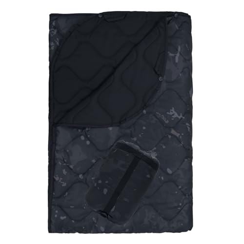 Poncho Liner Military Outdoor Camping Blanket for Travel, Beach, Grass, Picnic, Car Emergency, Outdoor, Survival - color: Spretta Black Camo (Upgrade Package), size: 1.4Mx2M(4.6x6.6ft)