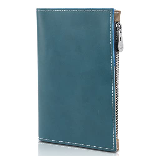 Slim Passport Holder for Man & Women, Compact Leather Passport Wallet with Card Holders SIM Slots and Zippered Pocket, for Secure Traveling and Documentation Organizer (Dark Blue) - color: Dark Blue