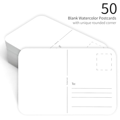 Funto Blank Watercolor Paper Postcards, 50 Cards, 4x6, 140lb/300gsm, Acid-Free Heavyweight Art Paper for Thank You Notes & Greeting Cards - style: 4x6 Postcards