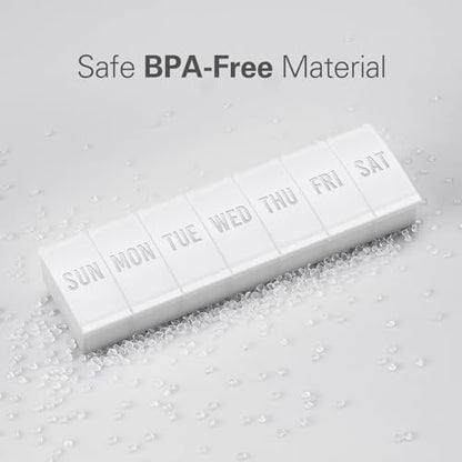 Barhon Pill Organizer Large, Weekly Medicine Pill Organizers, 7 Day Pills Box Case Travel for Big Vitamin Supplements Fish Oil, White - color: White
