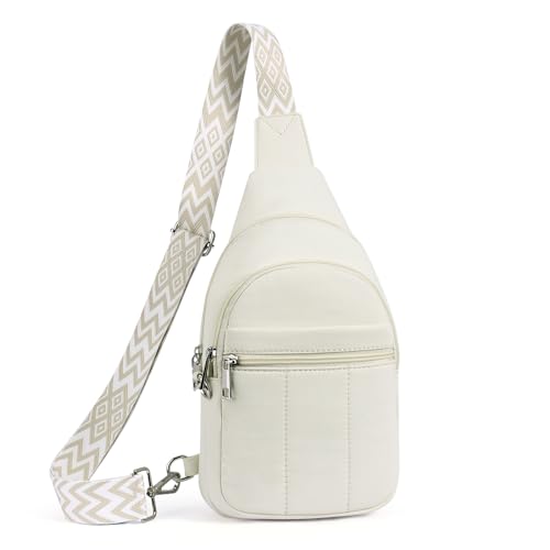 Small Sling Bag for Women, Puffer Crossbody Bag Anti Theft Travel RFID Purses Fanny Packs for Travel Hiking - color: Beige