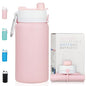 PLTCAT Collapsible Water Bottle, 19oz Foldable Bottle BPA Free Reusable Lightweight Leak-Proof Travel Silicone Water Bottle for Travel, Gym, Hiking, Office, Camping - color: Pink