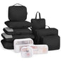 11-Piece Expandable Compression Packing Cubes, Travel Luggage Organizers Set for Suitcase, Lightweight Fabric Packing Bags for Travel Essentials Black - color: Black