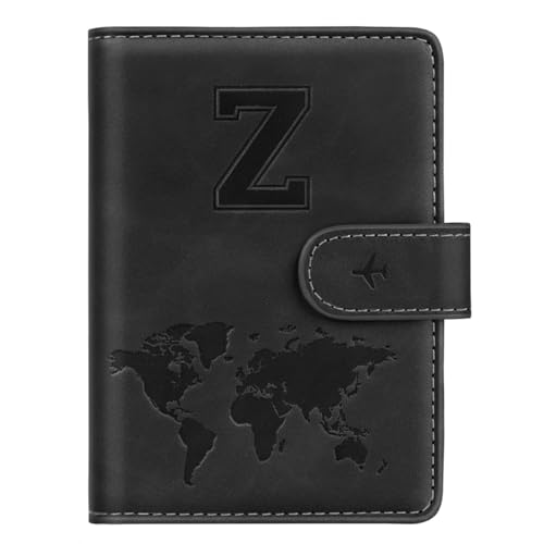 Passport Holder Cover Personalized Initial Letter A-Z Travel Wallet RFID Blocking Passport Cover Passport Book Holders for Women and Men,Black-Z - color: Black, size: Z