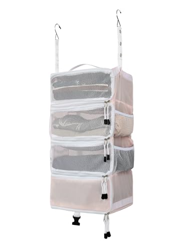 ELEZAY Hanging Packing Cubes All in One Ultra-Light Travel Shelves Portable Compression Organizer Bag Essentials for Carry-on Luggage Suitcase Closet Wardrobe Accessories Small, Pink - color: Pink, size: Small