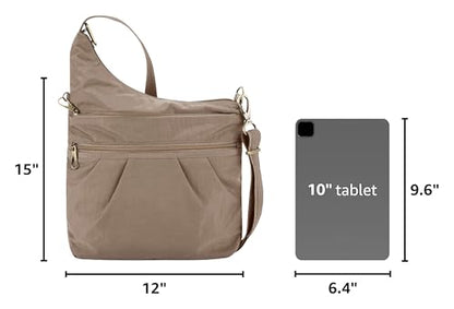 Travelon Anti-Theft Signature 3 Compartment Crossbody Bag - color: Sable