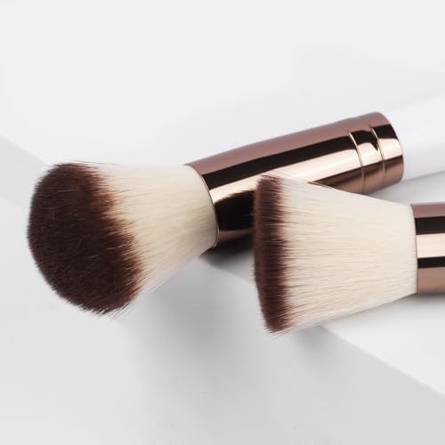 Real Perfection Makeup Brush Set 16 Pcs with 1 Eyebrow Razor Premium Synthetic Foundation Powder Concealers Eyeshadow Blush Makeup Brushes Make up Brushes Kit (White) - color: White