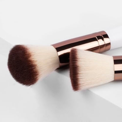 Real Perfection Makeup Brush Set 16 Pcs with 1 Eyebrow Razor Premium Synthetic Foundation Powder Concealers Eyeshadow Blush Makeup Brushes Make up Brushes Kit (White) - color: White