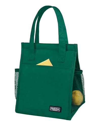 Fmeida Insulated Lunch Bag Women, 6.75L Small Lunch Bags with Multiple Pockets, Reusable Thermal Cooler Tote for Work, Office, Picnic, Travel | Hook and Loop Closure, Dark Green - color: Dark Green, size: S | 6.75L | Hook & Loop