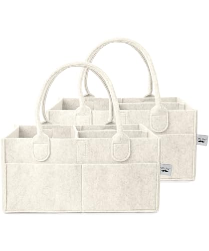 Mr. Pen- Baby Diaper Caddy Organizer, 2 Pack, Beige, Nursery Storage Bin and Car Organizer for Diapers and Baby Wipes - color: Beige, size: 2 Pack, Regular