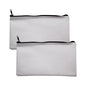 Multipack of 2 Compact Zipper Cloth Pouches, Zipper Bag, Travel Toiletry, Cosmetics, Stationary Case, 11 x 6 inches (White) - color: White