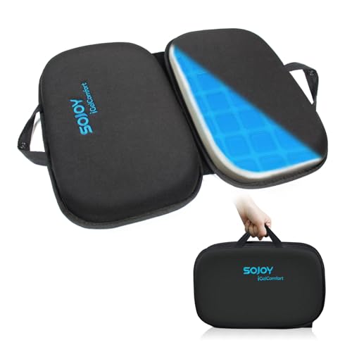 Sojoy iGelComfort 3 in 1 Foldable Gel Seat Cushion Featured with Memory Foam (A Must-Have Travel Cushion! Smart, Easy Travel Cushion) (Size: 18.5“ x 15" x 2") - color: Black