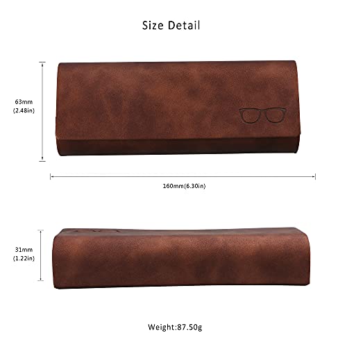 LifeArt Eyeglass Case Hard Shell, Portable Sunglass Case for Women and Men, fashionable PU Leather Eyeglass Case, Lightweight - color: 641_ybr(brown)