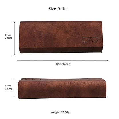 LifeArt Eyeglass Case Hard Shell, Portable Sunglass Case for Women and Men, fashionable PU Leather Eyeglass Case, Lightweight - color: 641_ybr(brown)