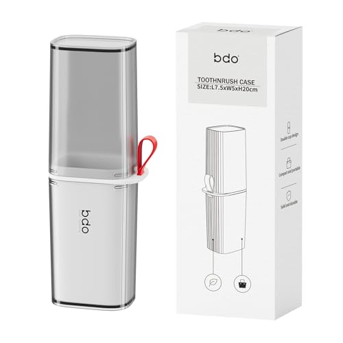Topavatop Toothbrush Travel Case, 2 in 1 Toothbrush Holder and Rinse Cup, Large Capacity Toothbrush Cup with Cover, Portable Travel Toothbrush Holder for Traveling, Camping, Trip - 1Pcs - Grey&White - color: Gray White