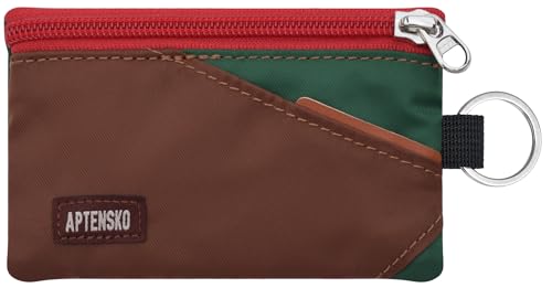 RFID Blocking Travel Wallet with Adjustable Lanyard, Small Nylon Zipper Pouch and Badge Holder for ID, Credit Cards, Cash, Keys, Commuters (Coffee+DarkYellow) - color: Coffee+DarkYellow