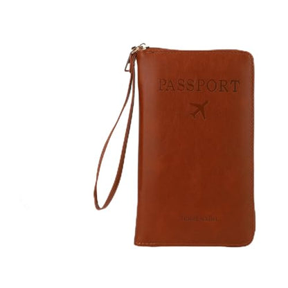 Multifunctional RFID Passport Wallet, Elegant Travel Passport Holder Wallet Boarding Pass Pouch for Business Trip & Vacation