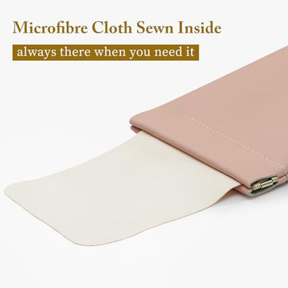 Squeeze Top Sunglass Case, New Organosilicon Soft PU Leather Eyeglass Glass Case Travel Large Sunglasses Pouch - color: Pink