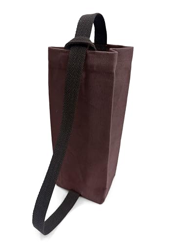 Under NY Sky Wine Tote Bag, Portable Canvas Carrier w/Shoulder Strap, Lightweight, Wine Gift for Travel & Picnic - Single Bottle - Burgundy - color: Wine Bag 1 Slot Burgundy