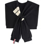 WaJuemy Women's Sweater Shawl Wraps Sleeves Knitted Collar Sweater Scarf Top Casual Lightweight Shoulder Cape Accessories - color: 09 Black Stripe X