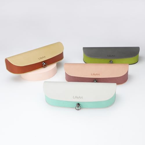 LifeArt Eyeglass Case Hard Shell, Portable Sunglass Case, Fashionable PU Leather Eyeglass Case, Lightweight - color: Banyuan_light Grey