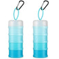 Baderke 2 Pcs Protein Powder Container with Funnels Stand, 4 Stackable Leakproof Protein Powder Dispenser, Portable Keychain Powder Container for Workout, Fitness, Travel(Blue) - color: Blue