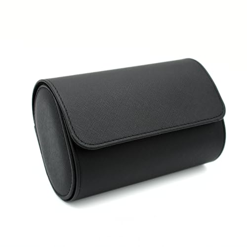 Watch Travel Case Portable Organizer - Luxury Watch Roll Travel Box Recycled Leather Watch Storage and Display for Men and Women (WCASE-2-VintageBlack) - color: VintageBlack, size: Double slots