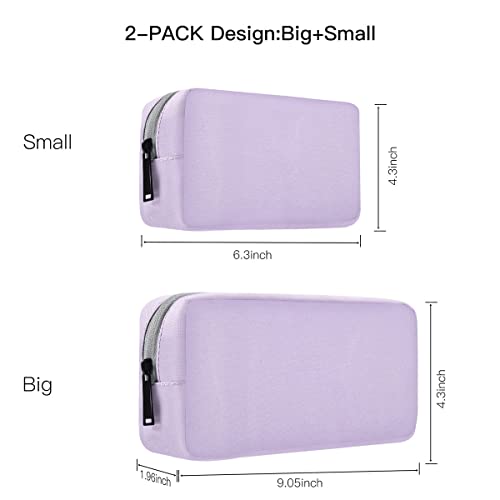 Universal Electronics Accessories Bag Pouch, 2-Pack Portable Soft Carrying Case Bag Wire Cable Organizer for Hard Drive, Power Adapter, Laptop Mouse, Cosmetics Kit, Cell Phone, Small+Big-Purple - color: Purple