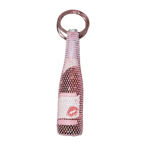 Munyee Hua Rhinestone Mesh Wine Bag Champagne Bottle Tote with Handle Reusable Gift Pouch Crystal Carrier Sparkly Bling Wedding Party Bridesmaid Gift Housewarming Holiday (Pink Handle Pink Rhinestone) - color: Pink Handle Pink Rhinestone